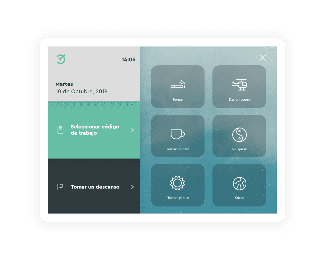 Marca pausas Tablet para fichar